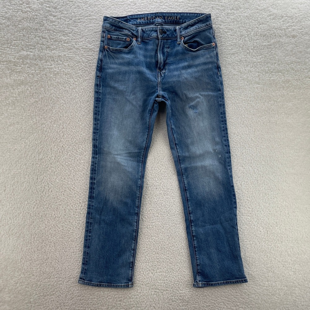 American Eagle Jeans Mens 30x30 Blue Original Bootcut Medium Wash Whisker Grunge